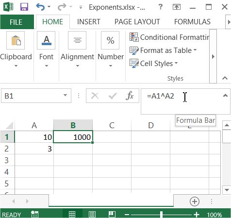 Exponents in Excel | Microsoft Excel Tips | Excel Tutorial | Free Excel ...