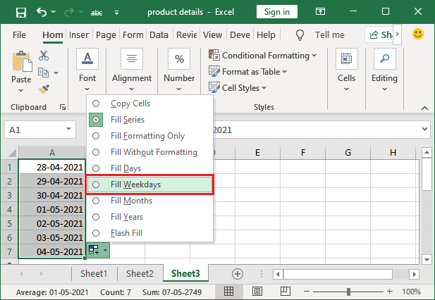 Autofill in Excel