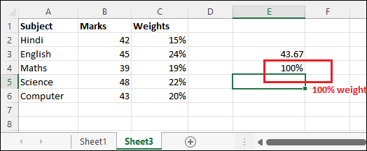 Calculate average weighted in Excel