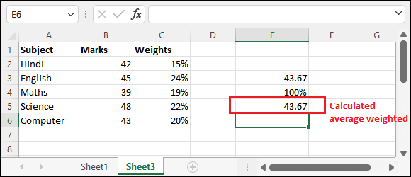 Calculate average weighted in Excel