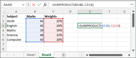 Calculate average weighted in Excel