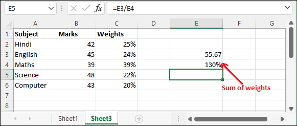 Calculate average weighted in Excel