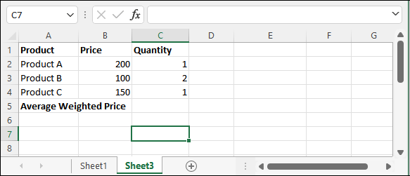 Calculate average weighted in Excel