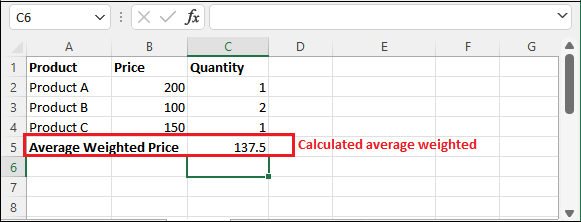 Calculate average weighted in Excel