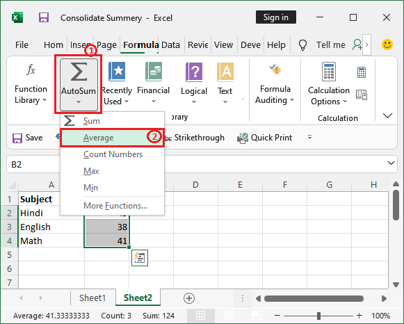 Calculate average weighted in Excel