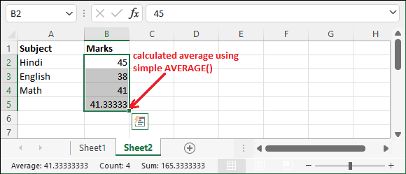 Calculate average weighted in Excel