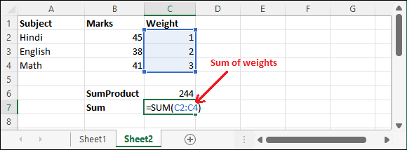 Calculate average weighted in Excel