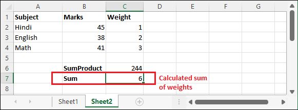 Calculate average weighted in Excel