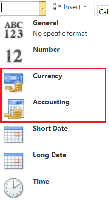 Currency Vs Accounting Format in Excel