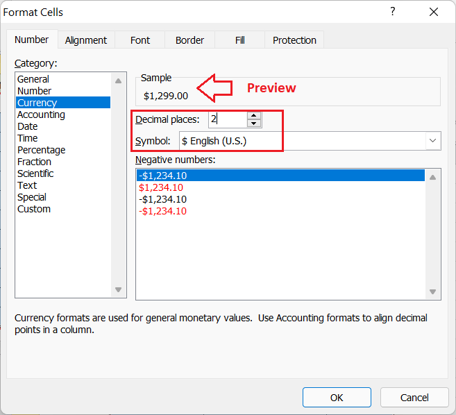 Currency Vs Accounting Format in Excel