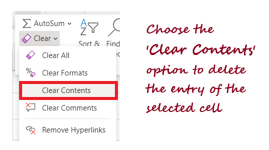 Delete Data in Excel