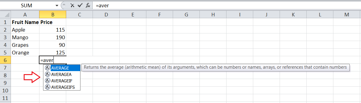 Excel Creating Formulas