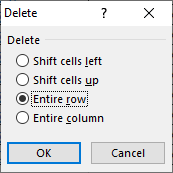 Excel Delete Row Shortcut