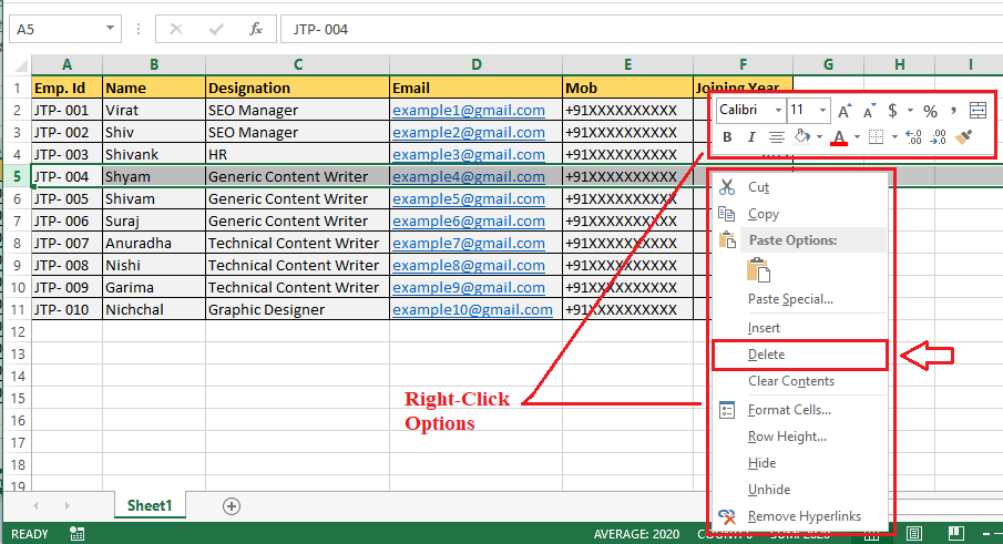 Excel Delete Row Shortcut Easy Excel Tips Excel Tutorial Free 