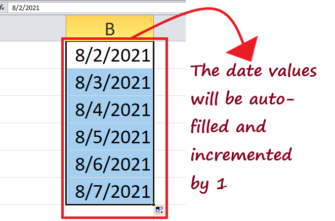 Excel Fill Handle