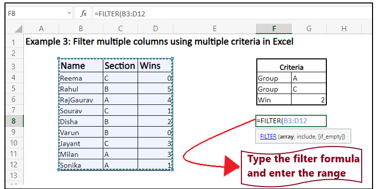 Excel Filter Function