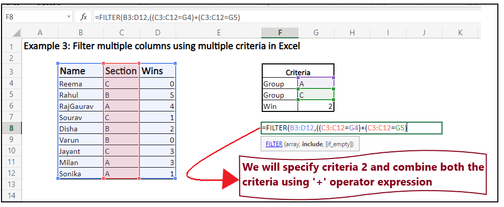 Excel Filter Function