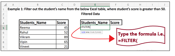 Excel Filter Function