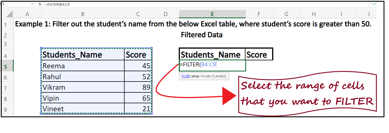 Excel Filter Function