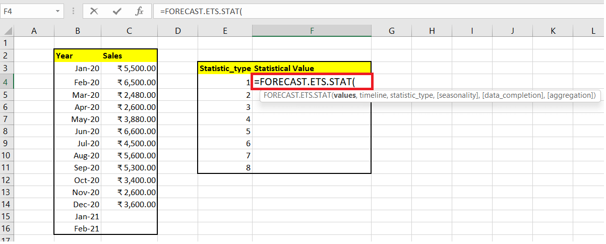 Excel FORECAST.ETS.STAT function