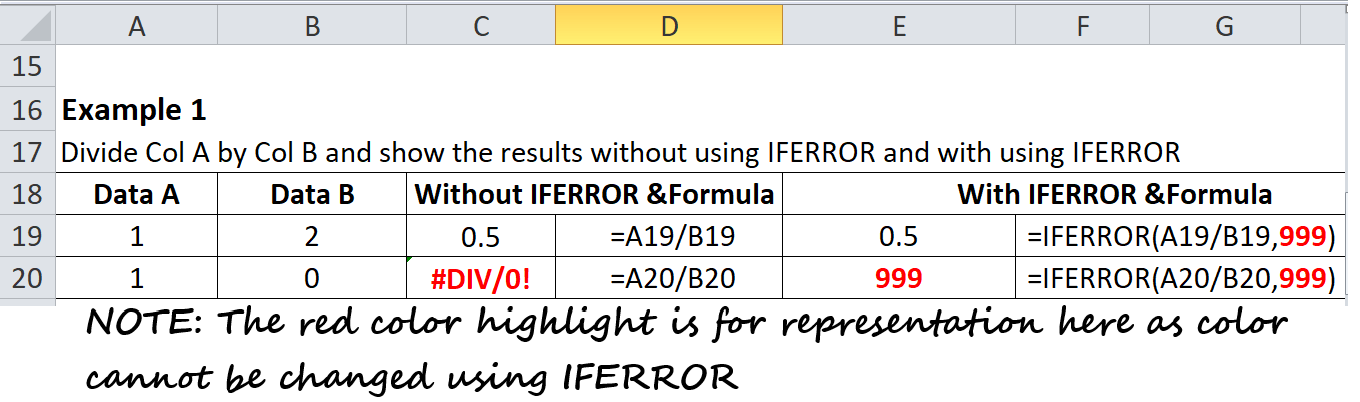 Excel IFERROR() function