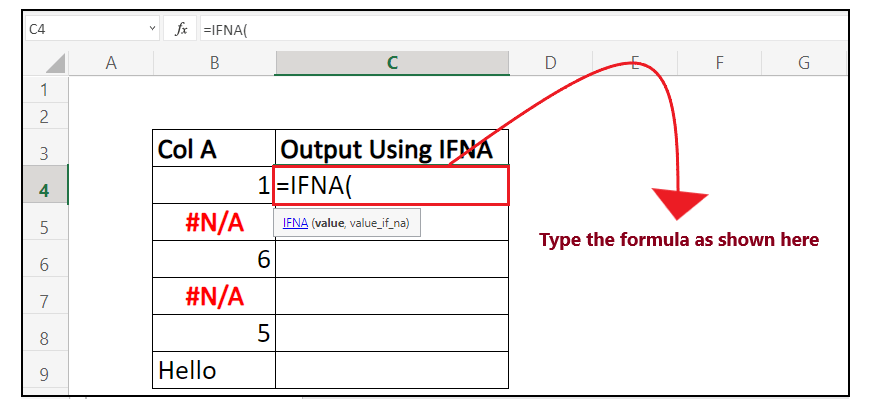 Excel IFNA Function