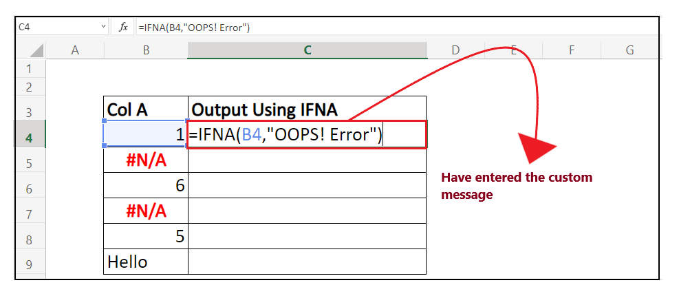 Excel IFNA Function