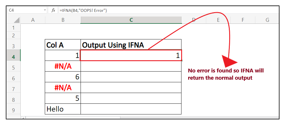 Excel IFNA Function