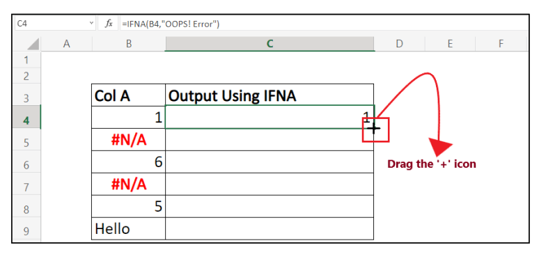 Excel IFNA Function