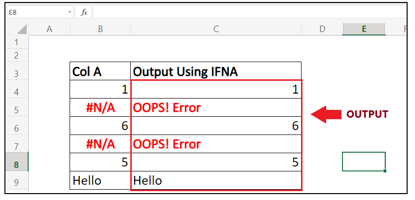 Excel IFNA Function