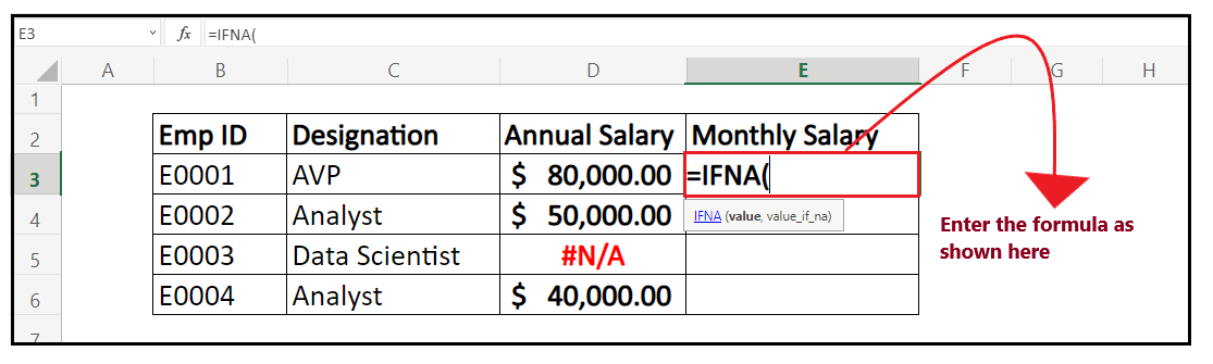 Excel IFNA Function