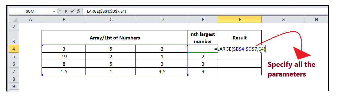 Excel Large Function