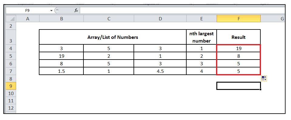 Excel Large Function