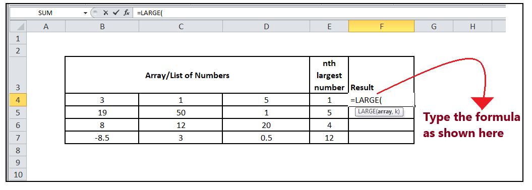 Excel Large Function