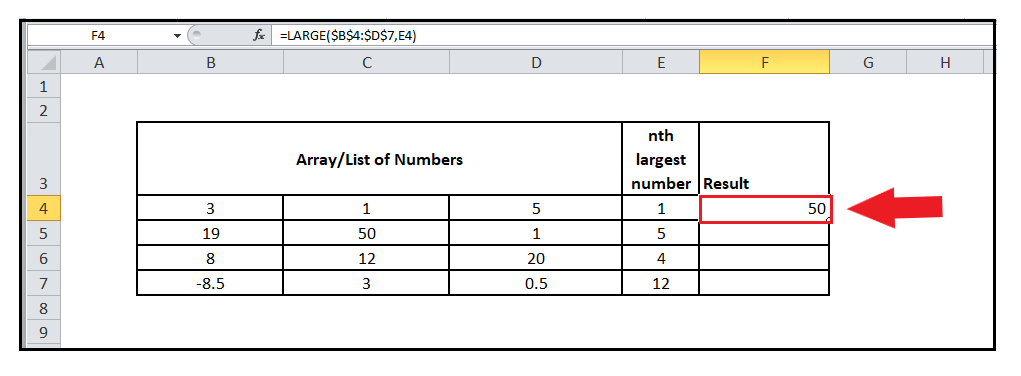 Excel Large Function