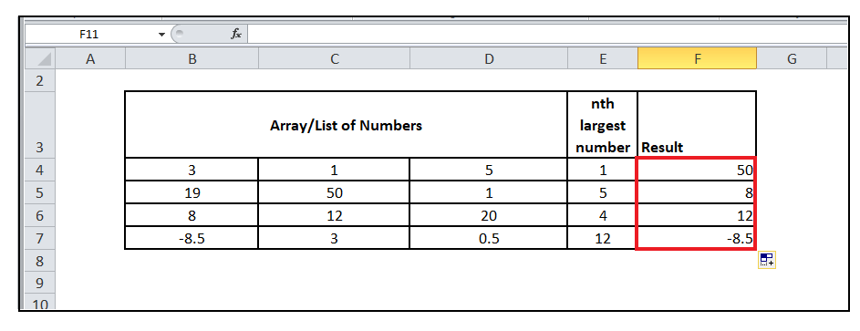 Excel Large Function