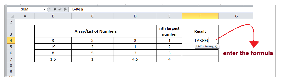 Excel Large Function