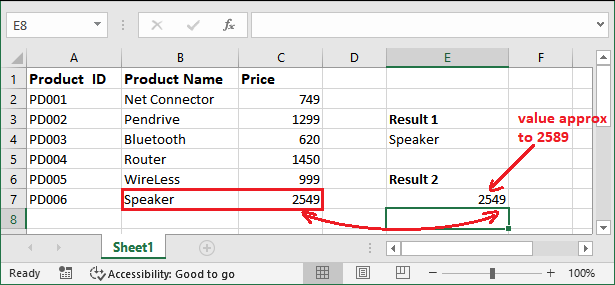 Excel LOOKUP() function