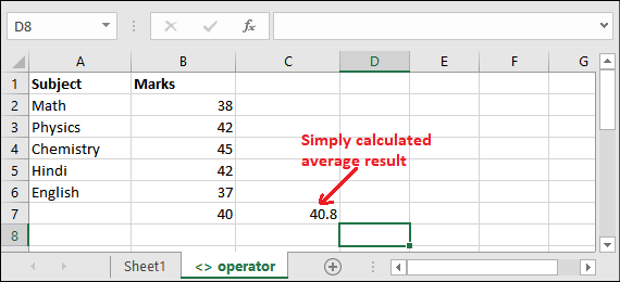 Excel not equal to operator