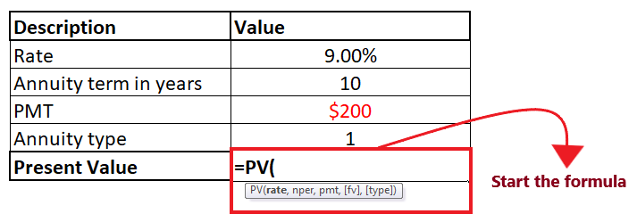 Excel PV Function