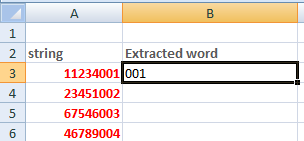 Excel right function