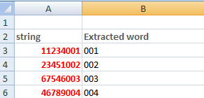 Excel right function