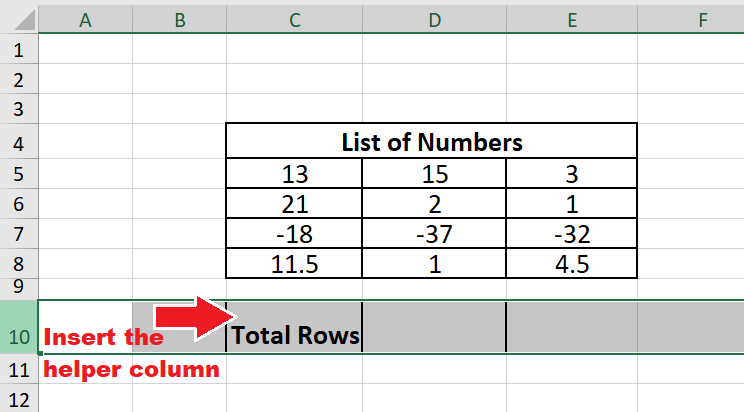 Excel ROWS Function