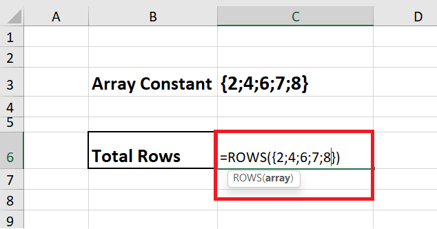 Excel ROWS Function