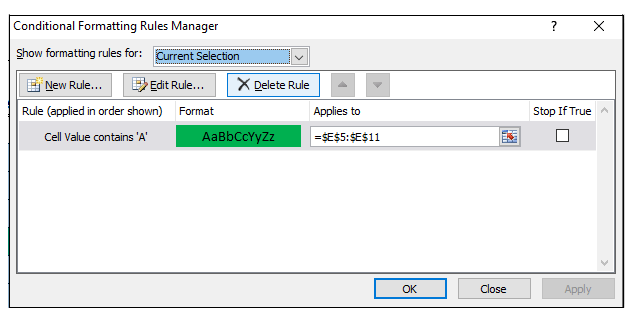 Excel Rules Manager