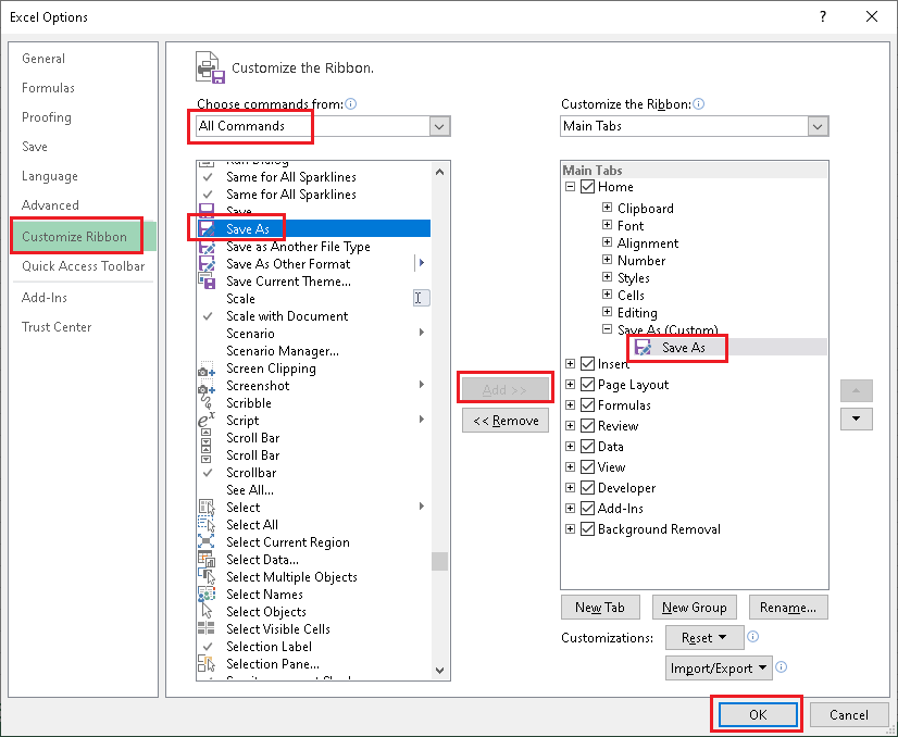 Excel Save As Shortcut