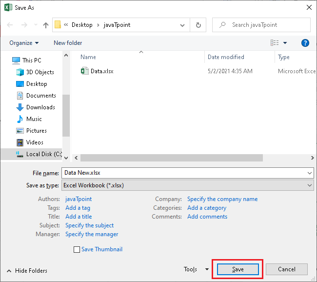 Excel Save As Shortcut