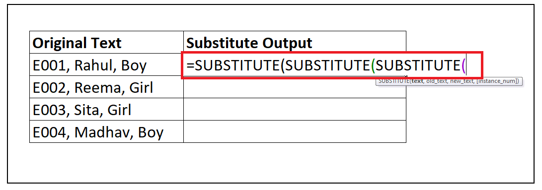 Excel SUBSTITUTE Function