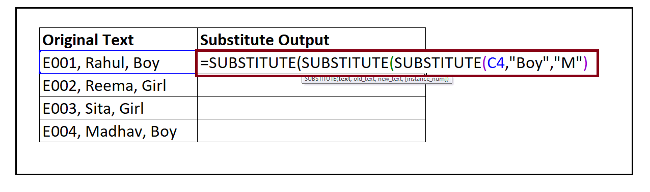 Excel SUBSTITUTE Function