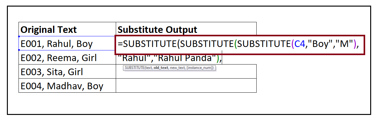 Excel SUBSTITUTE Function